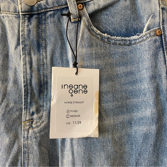 Insane Gene Hi-Rise Straight Distressed Jeans Blue - NEW - Size 29 - Picture 3 of 7
